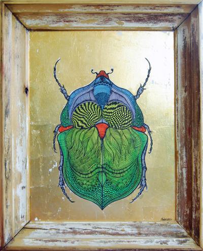 Greek artist, painting, artwork, dimitris ntokos, lives in Athens, scarab, scarabeus, beetle, dimitris dokos, canvas, contemporary art, modern art, art, beetle, optic art, art