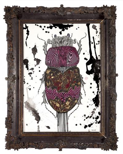 Greek artist, painting, artwork, dimitris ntokos, lives in Athens, scarab, scarabeus, beetle, dimitris dokos, canvas, contemporary art, modern art, art, beetle, optic art, art
