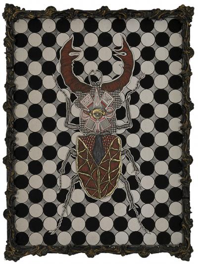 Greek artist, painting, artwork, dimitris ntokos, lives in Athens, scarab, scarabeus, beetle, dimitris dokos, canvas, contemporary art, modern art, art, beetle, optic art, art