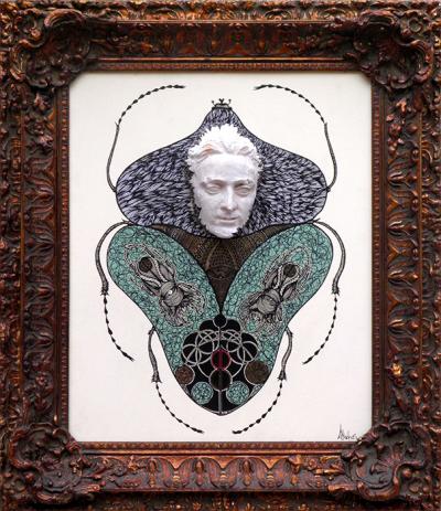 Greek artist, painting, artwork, dimitris ntokos, lives in Athens, scarab, scarabeus, beetle, dimitris dokos, canvas, contemporary art, modern art, art, beetle, optic art, art