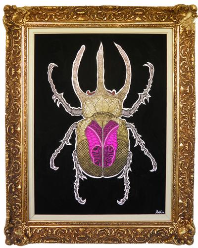 Greek artist, painting, artwork, dimitris ntokos, lives in Athens, scarab, scarabeus, beetle, dimitris dokos, canvas, contemporary art, modern art, art, beetle, optic art, art