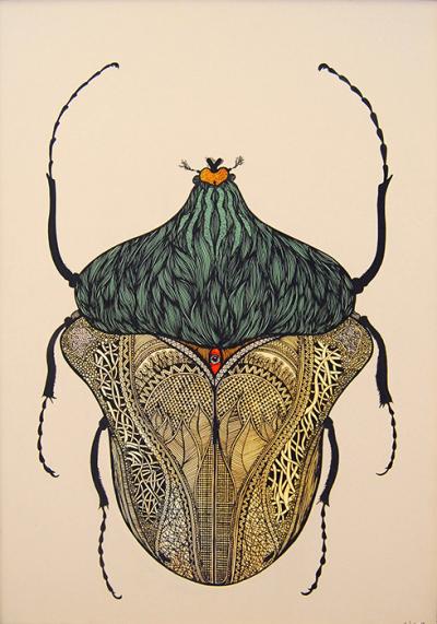Greek artist, painting, artwork, dimitris ntokos, lives in Athens, scarab, scarabeus, beetle, dimitris dokos, canvas, contemporary art, modern art, art, beetle, optic art, art
