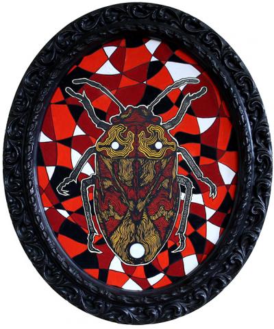 Greek artist, painting, artwork, dimitris ntokos, lives in Athens, scarab, scarabeus, beetle, dimitris dokos, canvas, contemporary art, modern art, art, beetle, optic art, art