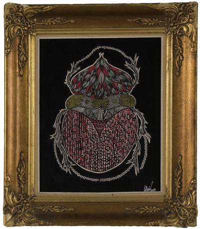 Greek artist, painting, artwork, dimitris ntokos, lives in Athens, scarab, scarabeus, beetle, dimitris dokos, canvas, contemporary art, modern art, art, beetle, optic art, art