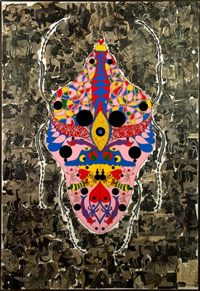 Greek artist, painting, artwork, dimitris ntokos, lives in Athens, scarab, scarabeus, beetle, dimitris dokos, canvas, contemporary art, modern art, art, beetle, optic art, art