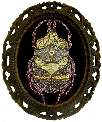 Greek artist, painting, artwork, dimitris ntokos, lives in Athens, scarab, scarabeus, beetle, dimitris dokos, canvas, contemporary art, modern art, art, beetle, optic art, art