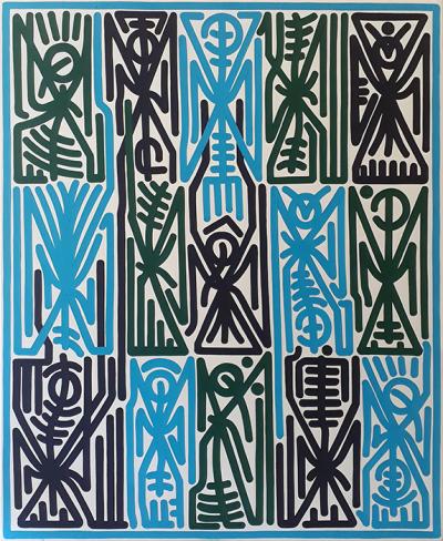 Greek artist, painting, artwork, dimitris ntokos, lives in Athens, signs, symbols, dimitris dokos, urban hieroglyphics, canvas, contemporary art, dialect, modern art