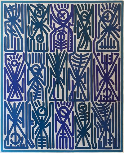 Greek artist, painting, artwork, dimitris ntokos, lives in Athens, signs, symbols, dimitris dokos, urban hieroglyphics, canvas, contemporary art, dialect, modern art